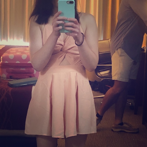 Peach Keyhole Open Back Romper - Picture 1 of 3